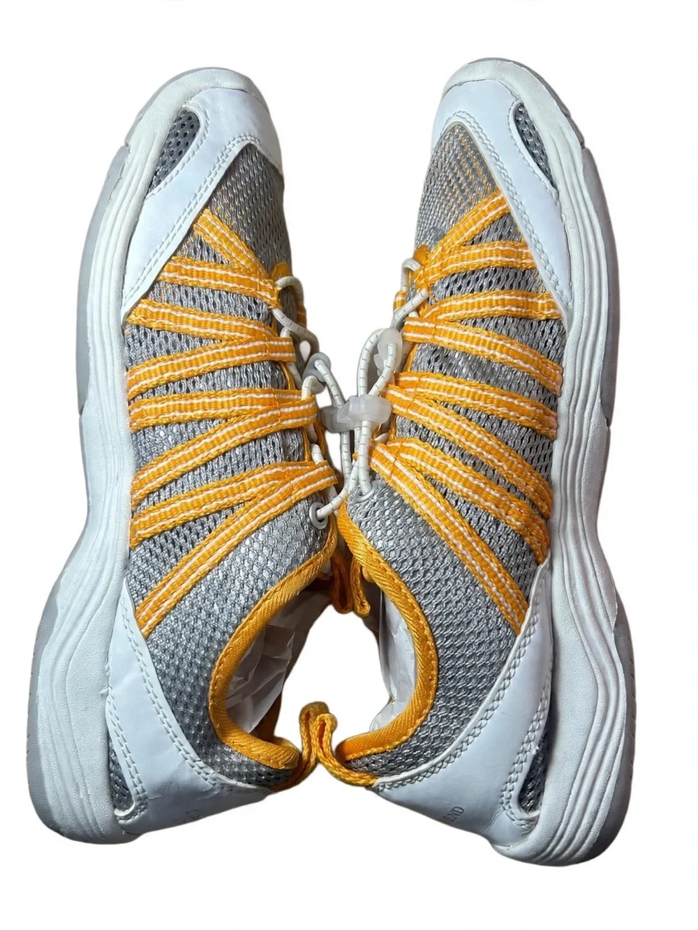 Women's Lightweight Mesh Athletic Sneakers - White & Yellow